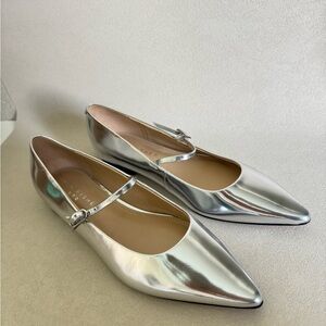 Marc Fisher Metallic Silver Flats